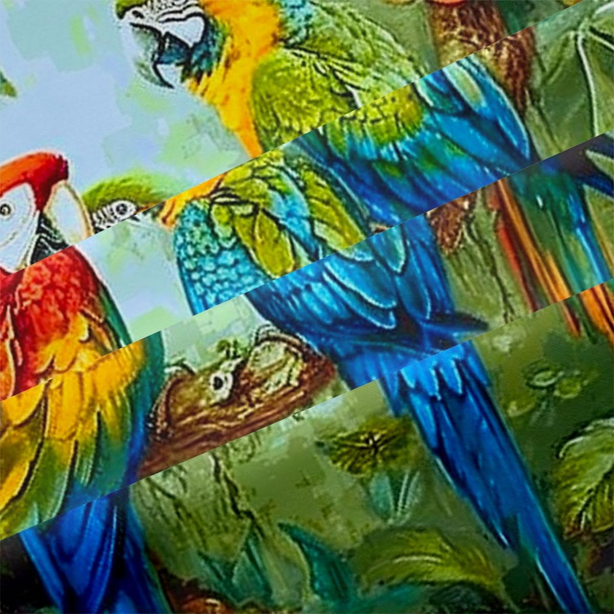 Parrot Comforter Set Queen Size Tropical Bird Animal Bedding Set Colorful Feather Comforter Sets Forest Coconut Tree Bed Set Soft Down Alternative Comforter for All Season(Gilrs Women)