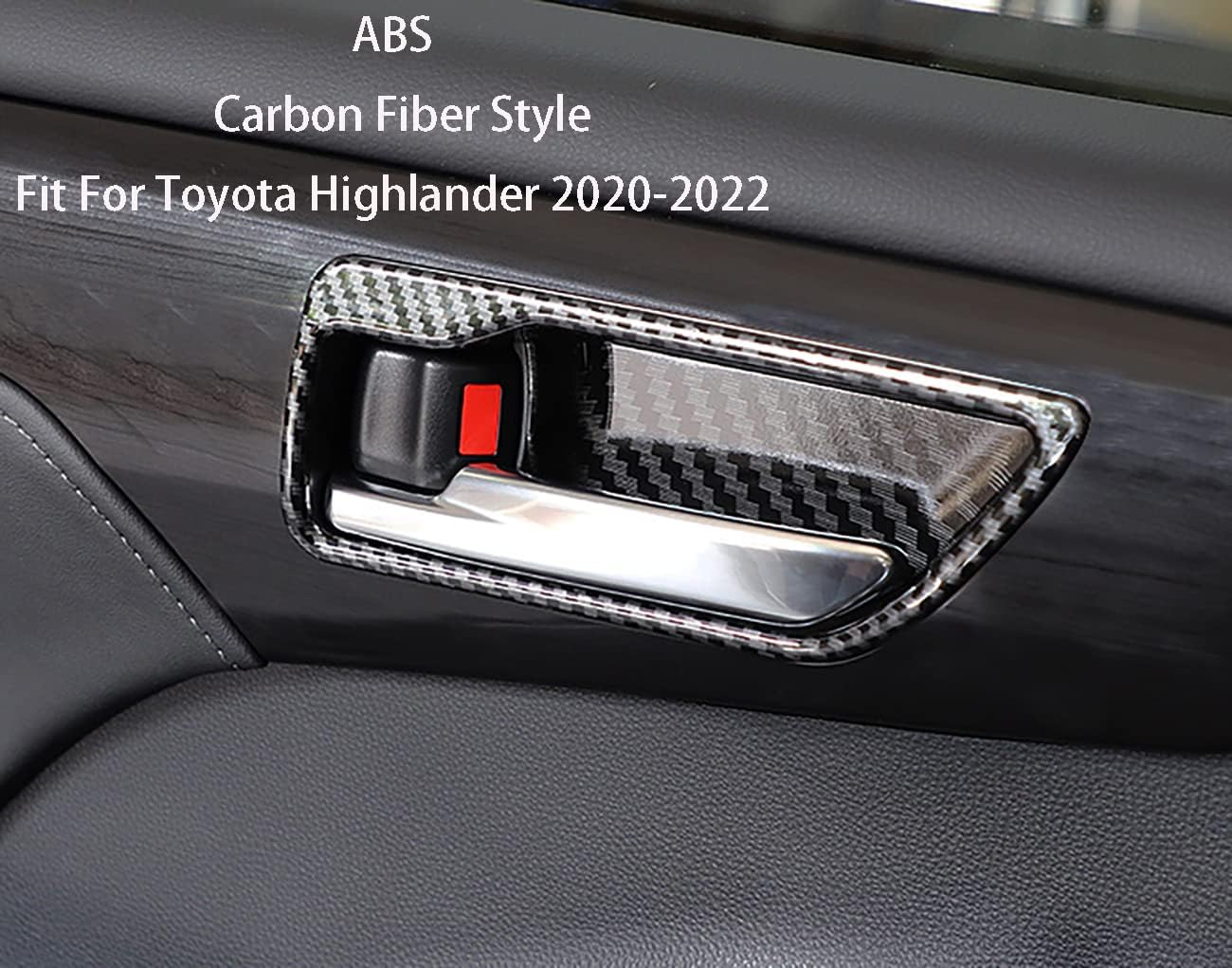 Car Accessories Fit for Toyota Highlander 2020 2021 2022 2023 2024 2025 Inner Door Handles Cover Trims (Carbon Fiber Style) ABS 4 PCS