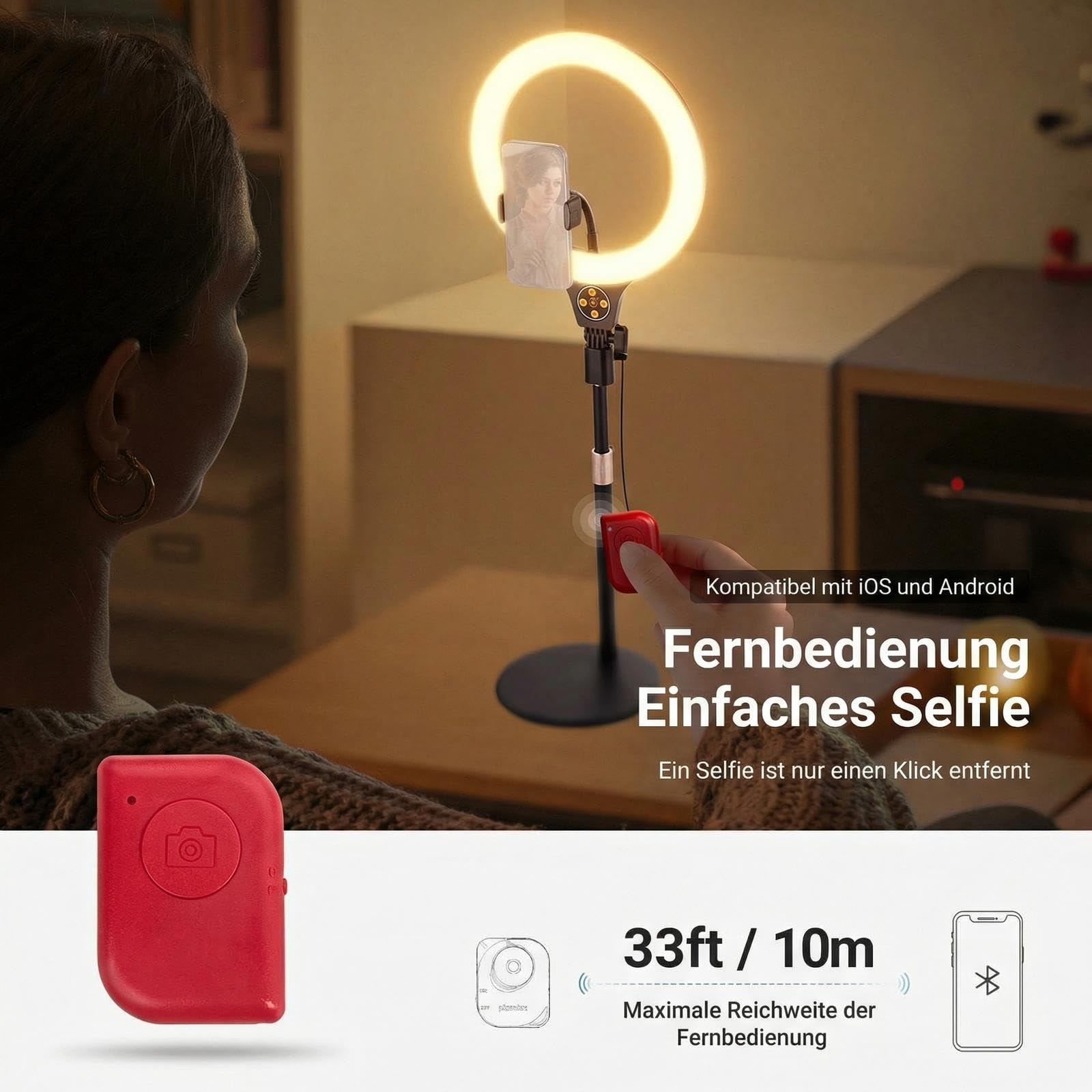 NEEWER Entry Level Version 10,5" RGB Ringlicht mit Tischständer Handyhalterung kompatibel mit iPhone Fernbedienung, 10W CRI85+ LED Videolicht für TikTok YouTube Streaming Aufnahmen Laptop Zoom, N37