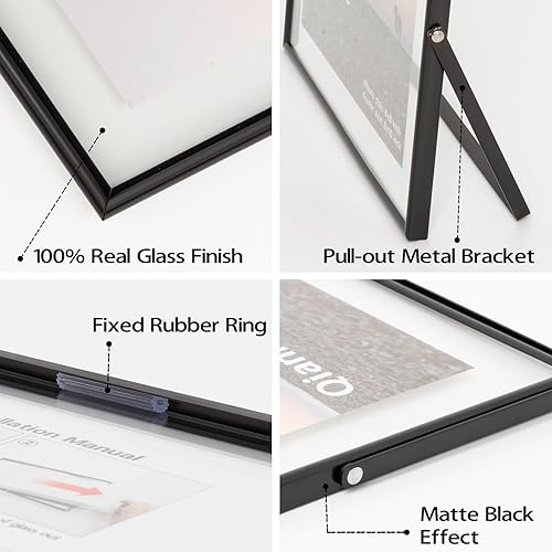 Miniatura 3 de Marco flotante de 8 x 10 pulgadas (horizontal), portarretratos negro con capacidad para fotos de 8 x 10 pulgadas, 6 x 8 pulgadas, 5 x 7 pulgadas