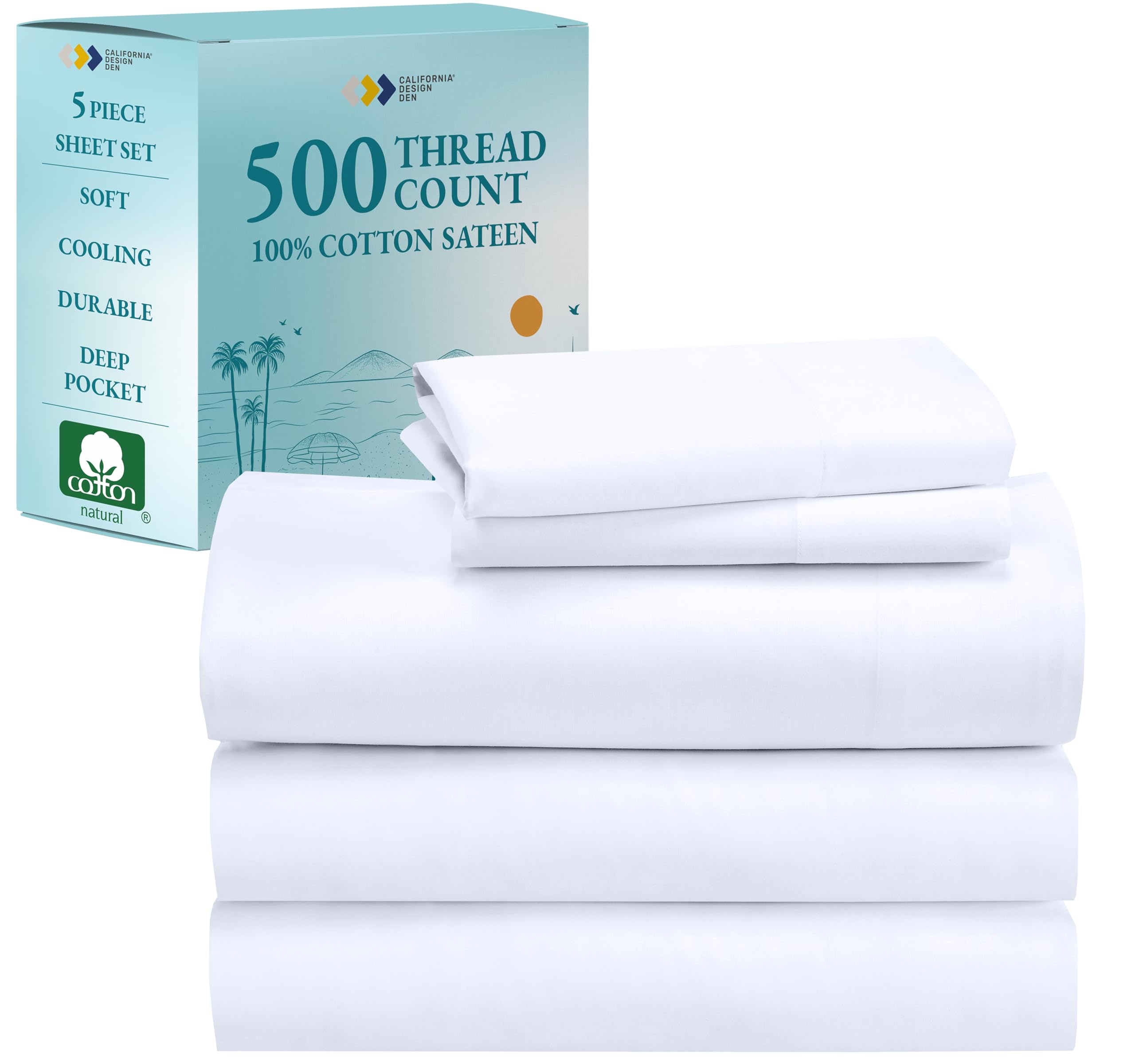 Amazon.com: California Design Den Split King Size Sheet Set - 100% ...