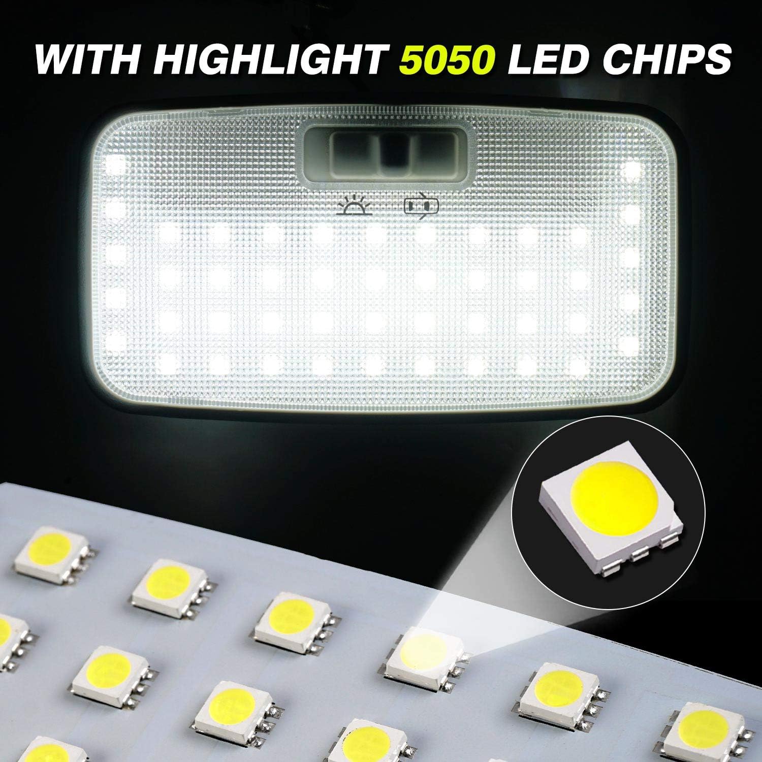 Powerty Compatible with Interior LED Light Toyota RAV4 2023 2022 2021 2020 2019 Lamps SMD Ultra Bright Dome Reading Lights 6pcs/Set