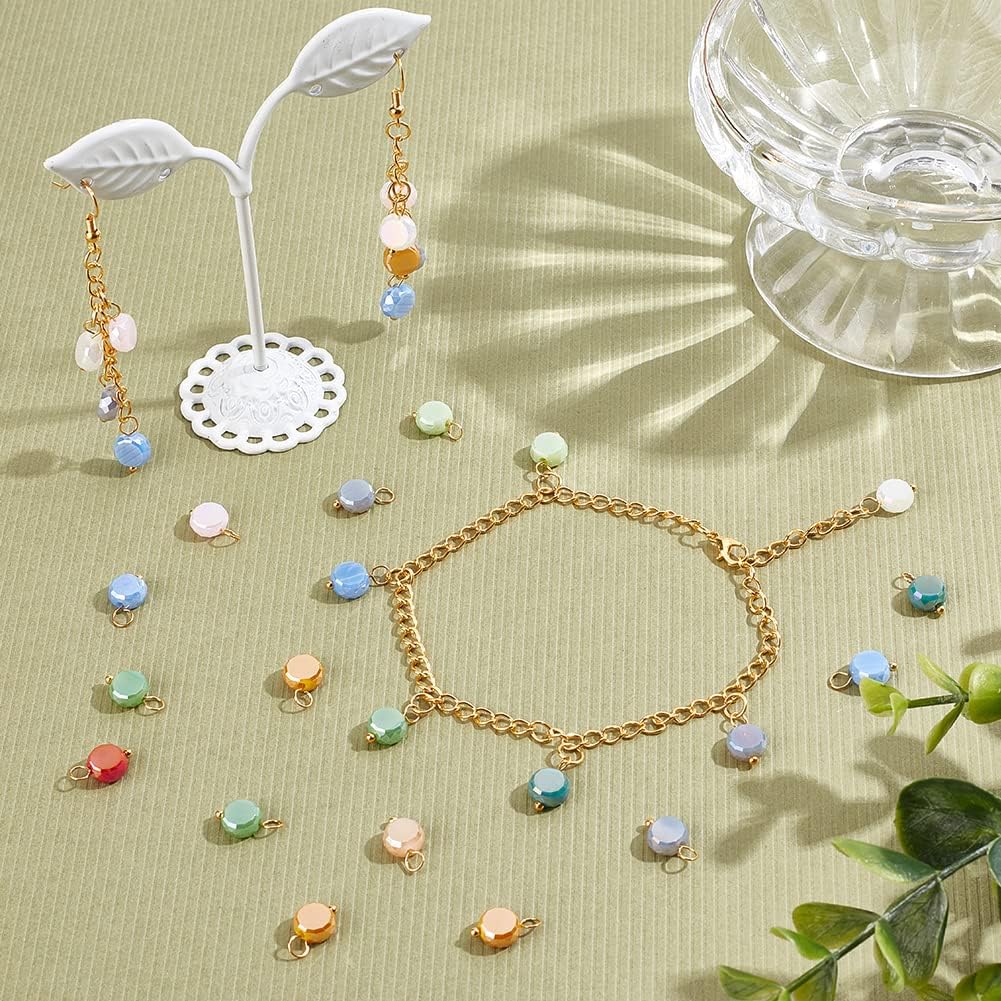 Crackle Glass Cube Charms Colorful Mixed Shape Connectors Charms with Loops Links Connectors for DIY Bracelet Earring Necklaces Jewelry Making - Image 4