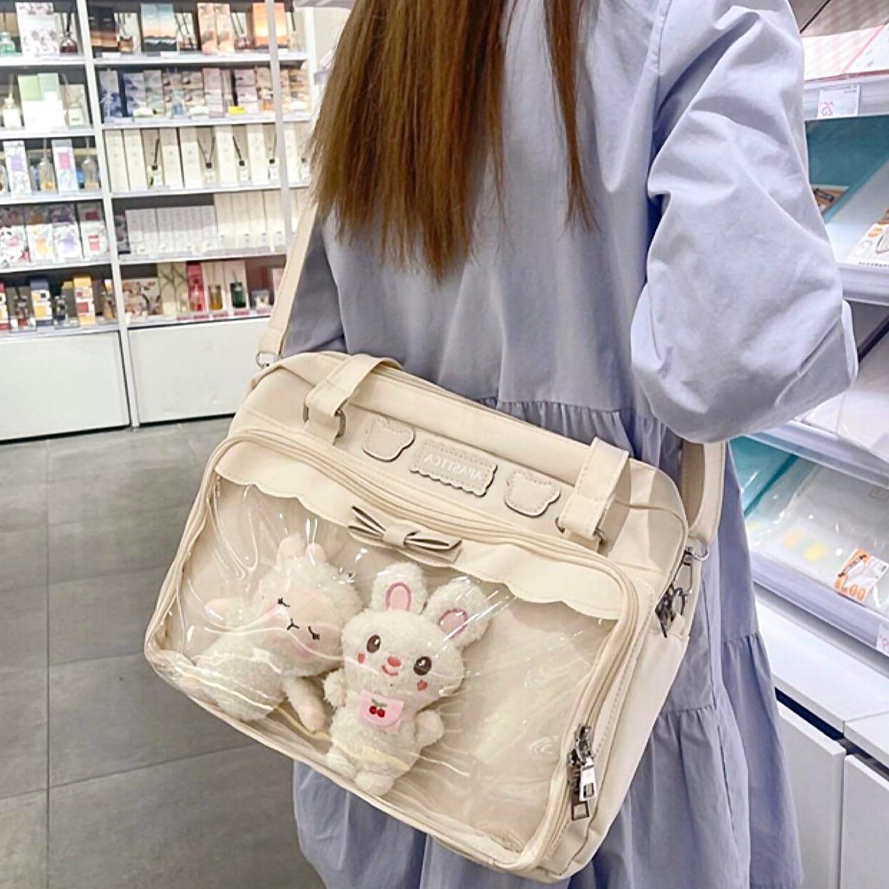 Cute Ita Bag Multi-Purpose Crossbody Bag Messenger Bag Shoulder Tote Bag Purse Kawaii Anime Pin Display Bag for Cosplay