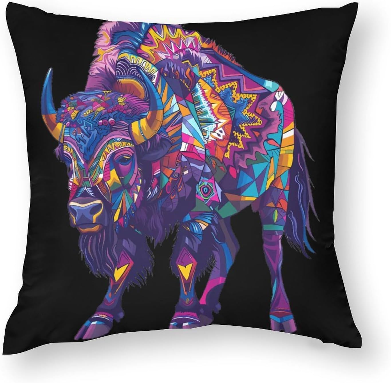 Art Print Bison Printed Throw Pillow Case 4 Pcs Soft Pillowcases Pillows Covers Sofa Bed Decor 12/14/16/17/18/20/22/24/32 Inches