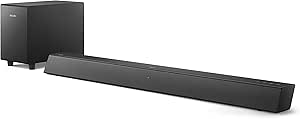 Philips B5305/12 Bluetooth-SoundBar med Subwoofer Trådlös (2.1-kanalig, 70 W, Bluetooth, HDMI ARC, Utmärkande Design Integrerade Väggfästen) - 2020/2021 Modell