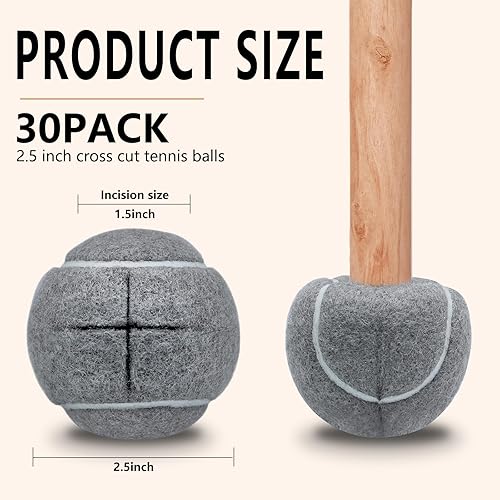 Miniatura 2 de Paquete de 30 pelotas de tenis precortadas a granel para patas de muebles, pelotas de tenis, sillas de pelotas de tenis para pelota de protección de