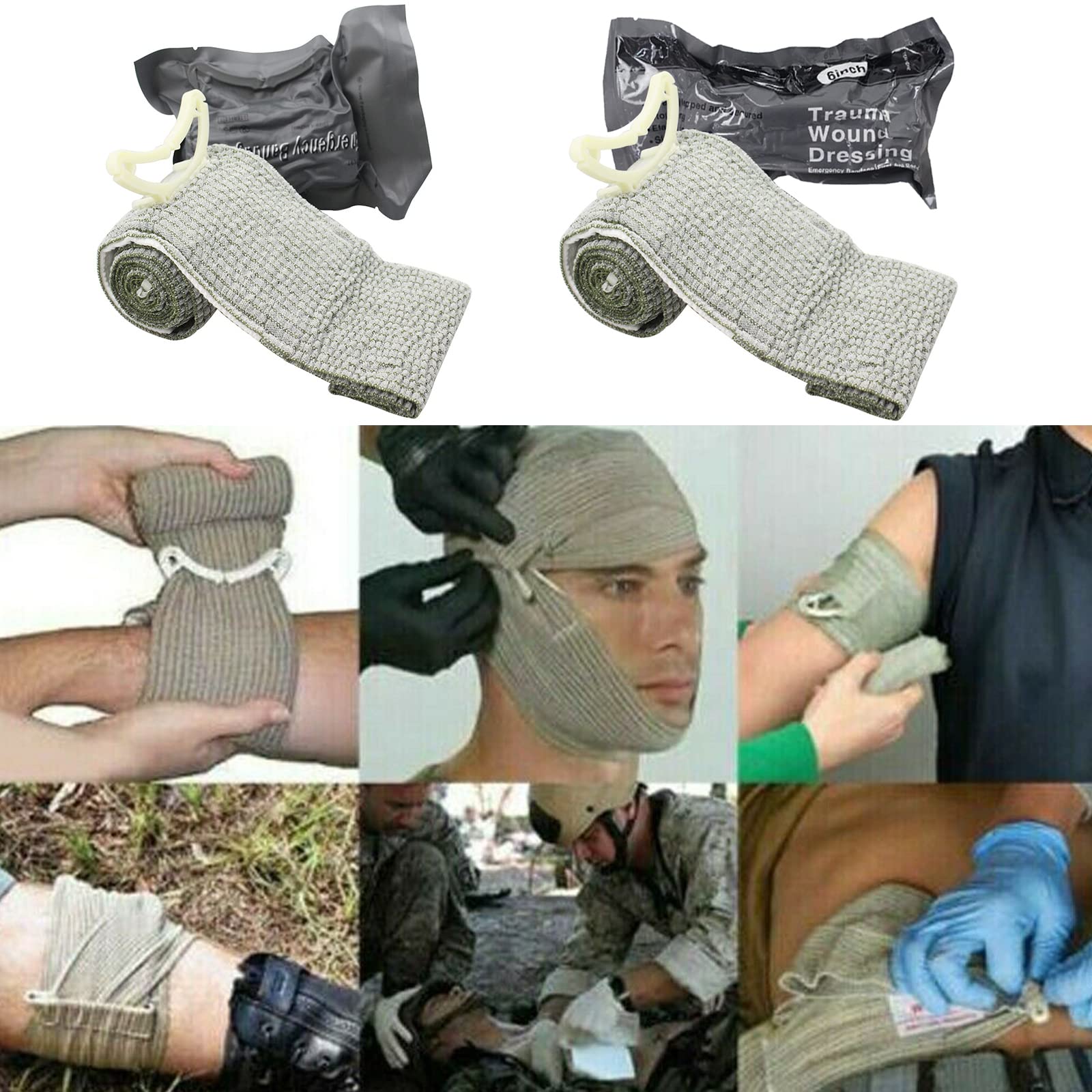 Vendaje de primeros auxilios para trauma, vendaje de emergencia al aire libre, torniquete israelí de 4 y 6 pulgadas, vendaje táctico de entrenamiento de primeros auxilios, vendaje de presión para