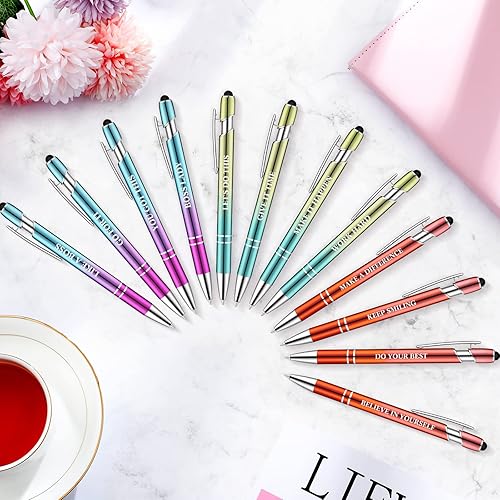 Miniatura 2 de Zonon - Paquete de 12 bolígrafos con frases motivacionales para escuela y oficina, punta fina, escritura uniforme, citas divertidas para regalar a