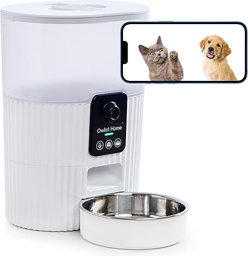 Comedero automático inteligente para mascotas con cámara HD 1080P para gatos y perros (3.5L), WiFi, video en vivo, visión nocturna automática, audio