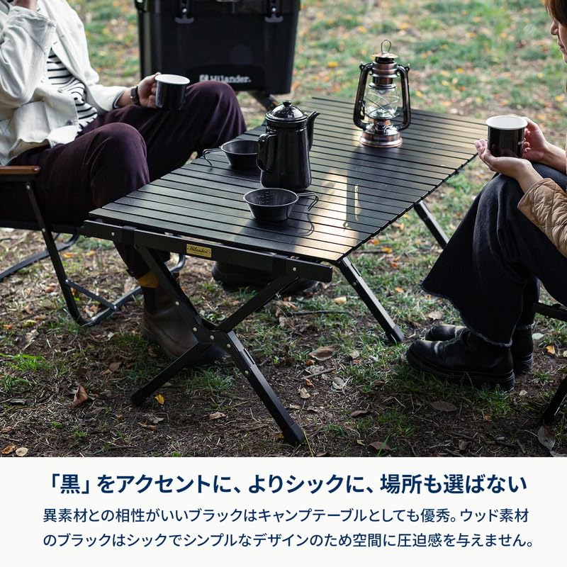 ハイランダー　ウッドロールテーブル新品 黒好きキャンパー垂涎！？ハイランダーの定番人気アイテムウッド