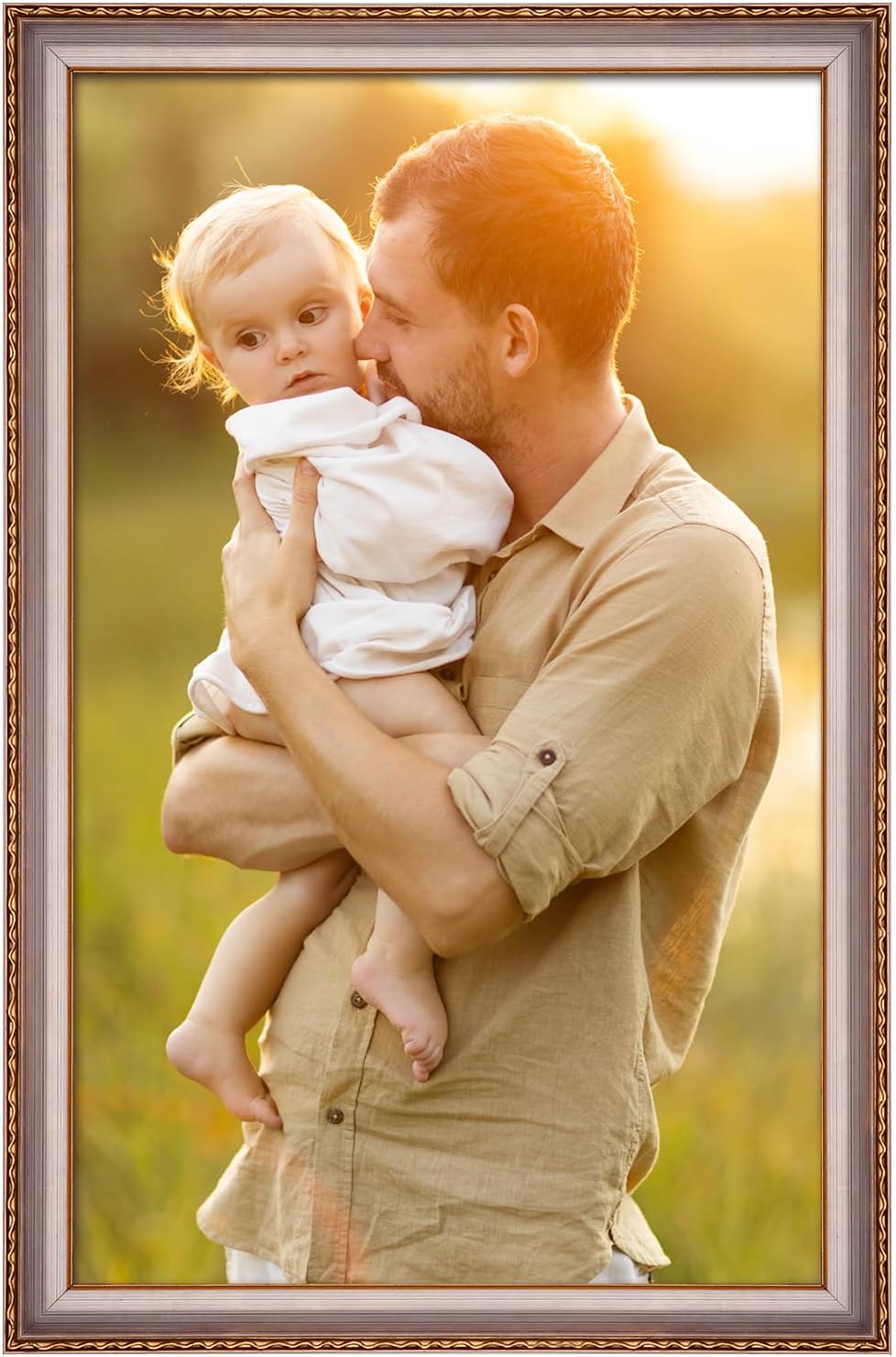 16x24 Frame Champagne Gold, Elegant Ornate 24x16 Picture Frame with Floral Trim, for 16 x 24inch Gallery Photo Pic with HD Plexiglass, 1.6in Widen 0.8in Thick, Horizontal Vertical Wall Display