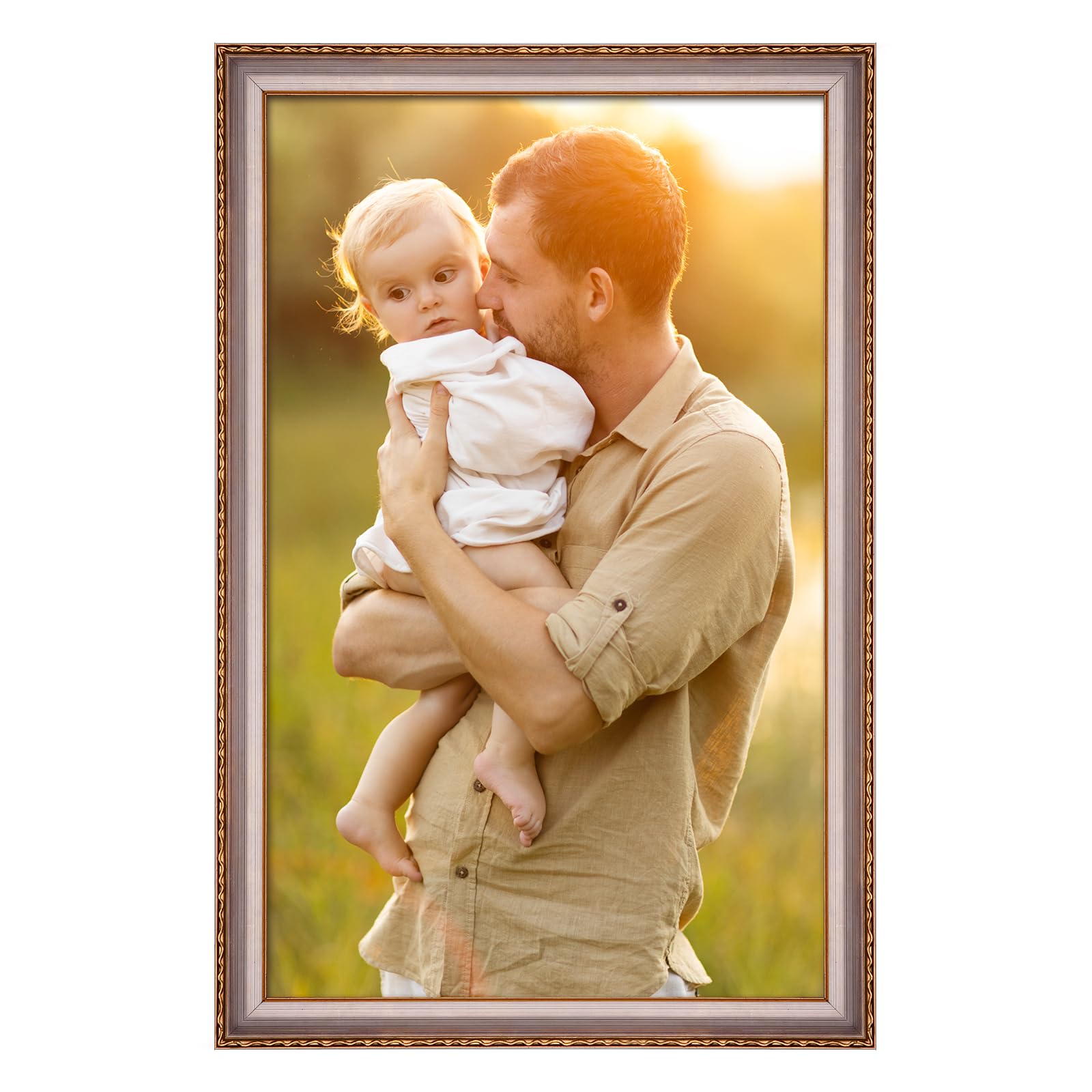 Photo 1 of 20x30 Frame Champagne Gold, Elegant Ornate 30x20 Picture Frame with Floral Trim, for 20 x 30inch Gallery Photo Pic with HD Plexiglass, 1.6in Widen 0.8in Thick, Horizontal Vertical Wall Display