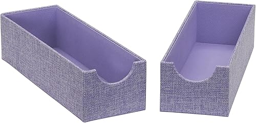 Household Essentials Cajas organizadoras de cajones profundos y estrechos morados para almacenamiento, juego de 2 piezas, Iris