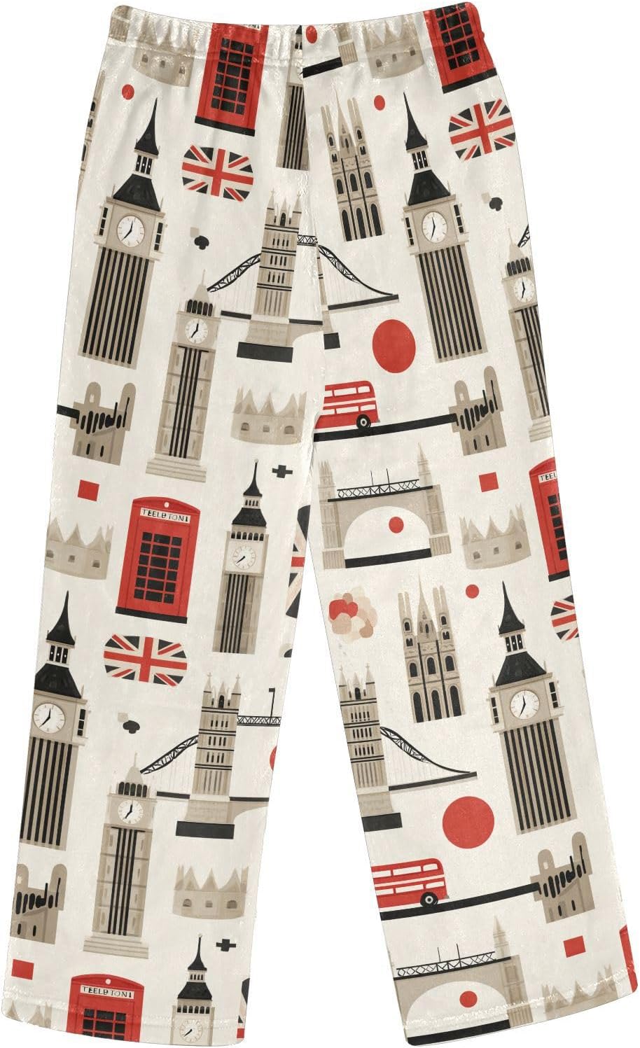 London Elements Pattern Boys Pants for Kids Fleece Bottoms Long Jogger Pants Trousers with Pockets Size 6-14Y