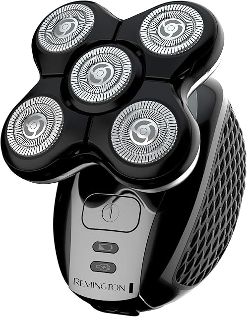 Remington RX5 Ultimate Head Shaver for Bald Men, Easy to Clean with Skin Close Results in Under 2 Minutes - XR1500 UK bathroom 2 pin plug, Black