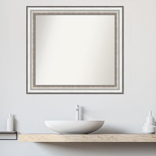Miniatura 5 de Amanti Art Espejo personalizado, espejo de baño plateado de salón, espejo de pared o espejo de tocador de baño sobre el fregadero (28.25 x 31.25