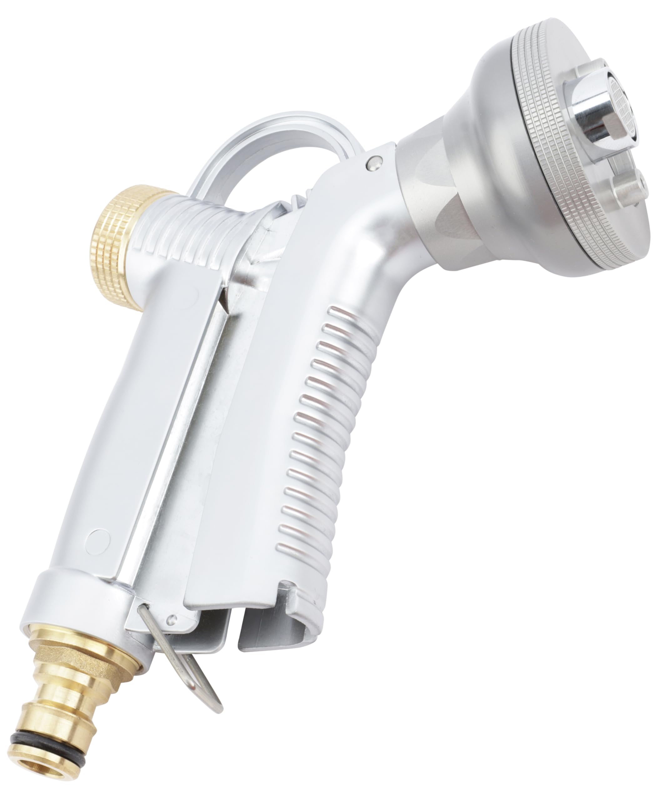 Boutté PPFR d'arrosage 100% métal Pistolet pomme multifonction avec raccord rapide, Argent