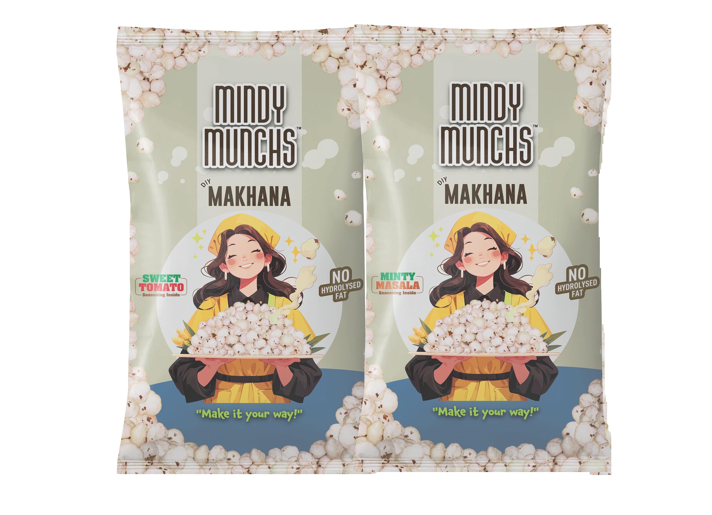 MINDY MUNCHS DIY Makhana Healthy Foxnuts Snack | Sweet Tomato & Mint Masala Flavoured | Plant Based Hi-Protein & Fibre Rich | Anti-Aging Superfood | (100 g, Sweet Tomato & Mint Masala)-image-2