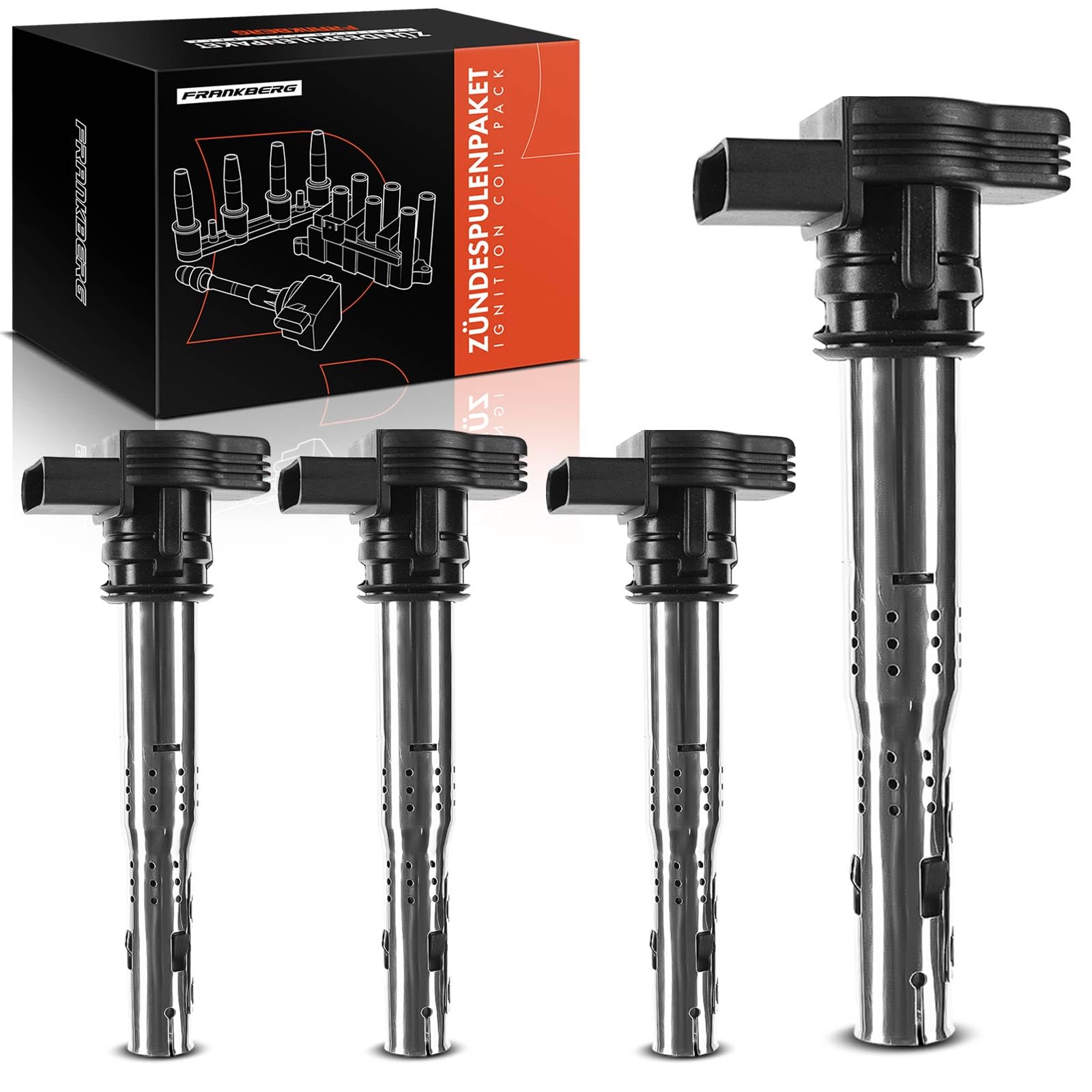 Frankberg 4x Zündspule Kompatibel mit A1 A3 A4 A5 A6 A8 Q3 Q5 R8 TT Superb Altea Exeo Leon Beetle Golf Plus Golf V VI III IV Polo 2003-2018 07K905715