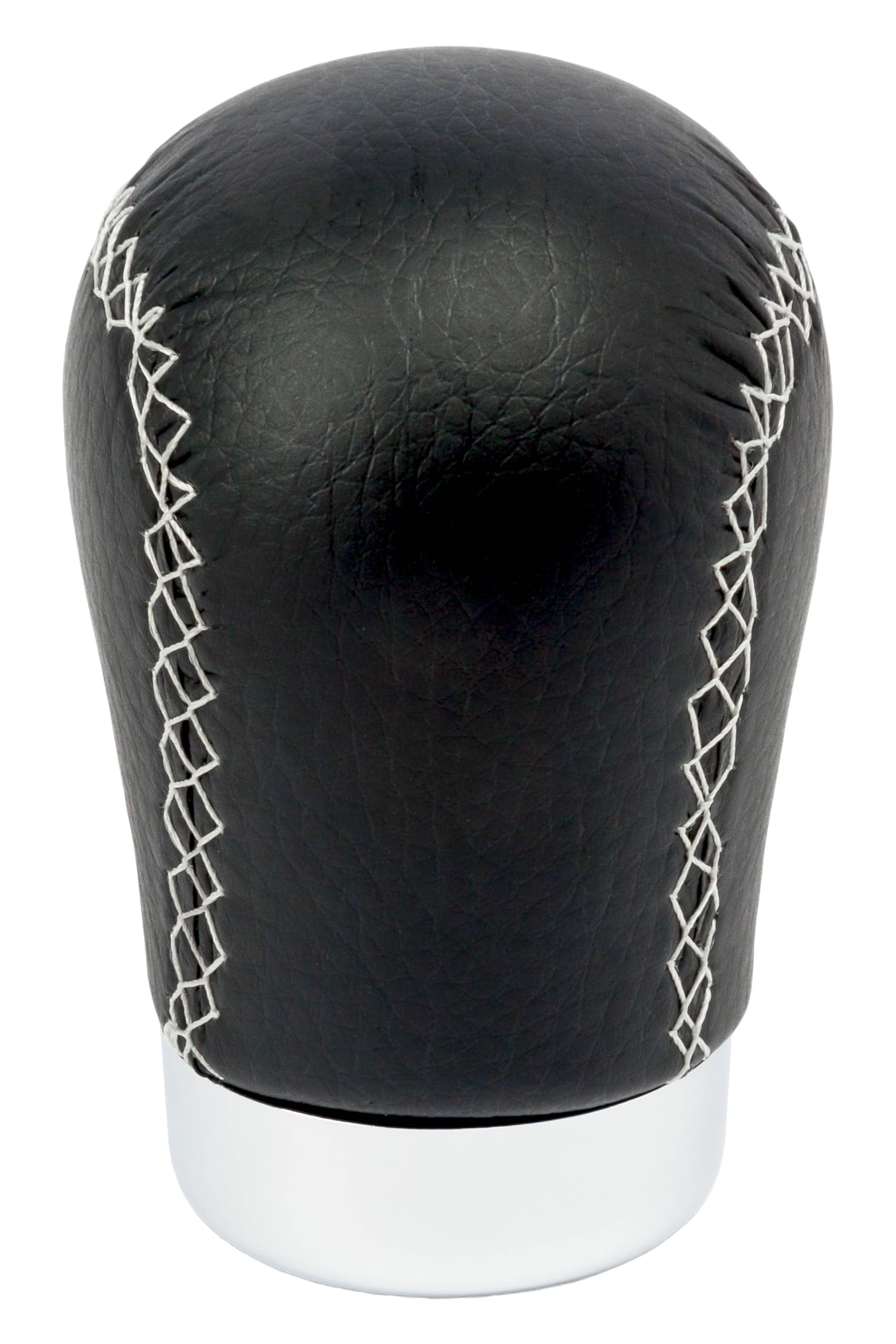 +PWR Car Parts Universal Gear Shift Knob Short Class Model Black Leatherette with Grey Stitching. with 30 mm Trigger. Elegant and Sporty Design.