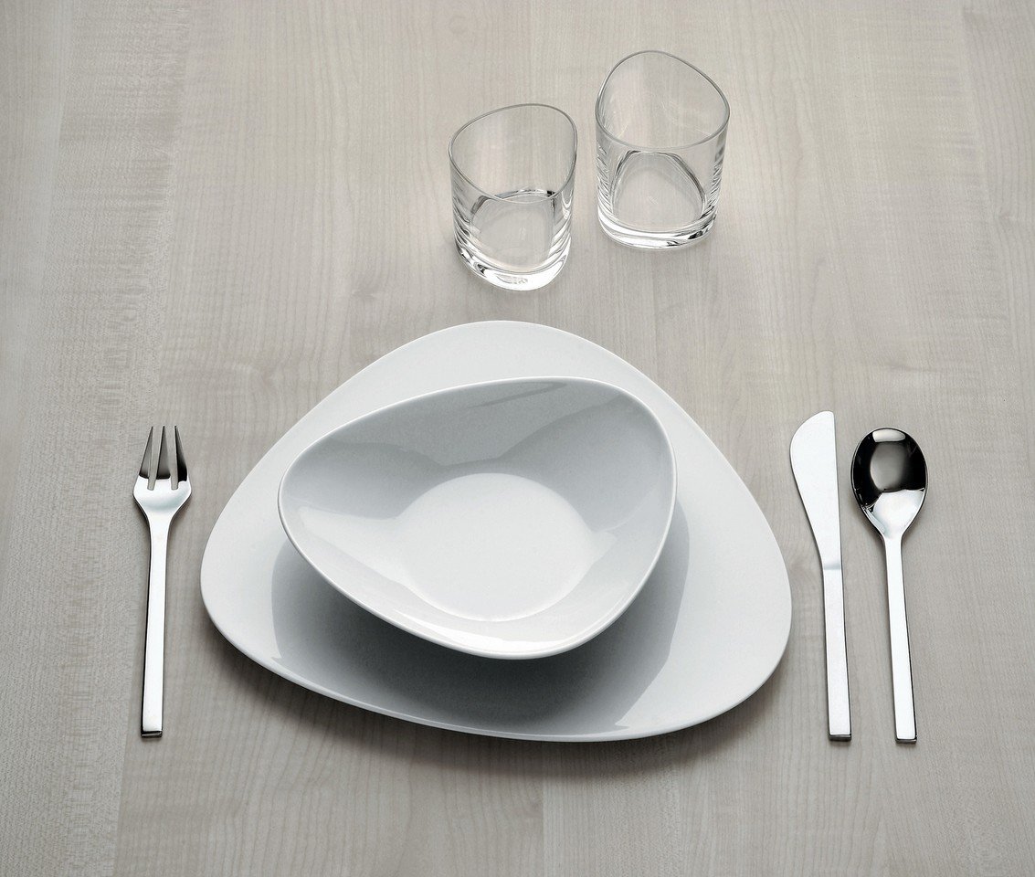 Alessi Fm10/5 Colombina Collection Assiette à dessert en Porcelaine Blanche, Set de 6 Pièces