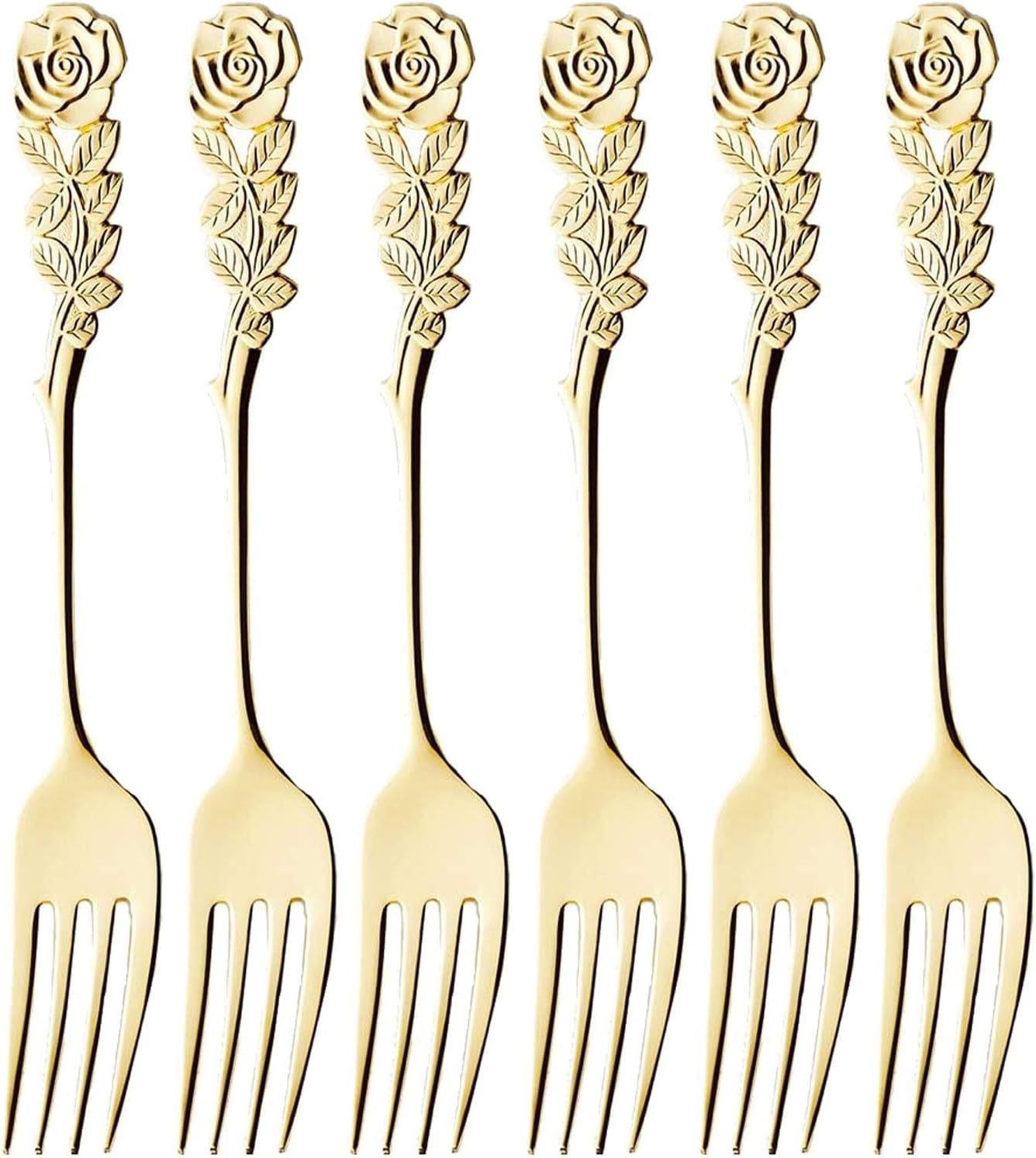 Takakuwa Metal 519323 Rose Cutlery, Gold, Dessert Fork, Set of 6