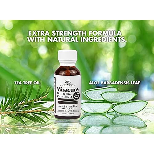 Miniatura 4 de Miracle of Aloe 's Miracure Tratamiento líquido antifúngico con UltraAloe, 10 separadores de dedos y cepillo (botella de 1 onza)