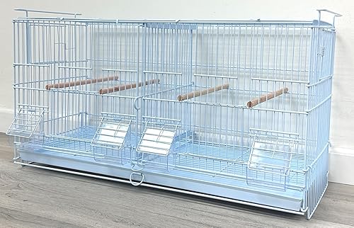 Miniatura 6 de LOT of Jaula apilable para pájaros criadores con divisor central extraíble y puertas de caja nido de cría (blanco, 38 x 11 x 15 pulgadas de alto,