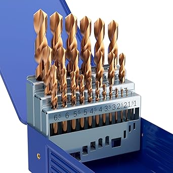 MACXCOIP Metric Cobalt Drill Bit Set, 25Pcs M35 HSS Jobber Drill Bits for Hardened Metals, Stainless Steel, Cast Iron and Wooden Plastics, with Metal Index Storage Box, 1mm-13mm