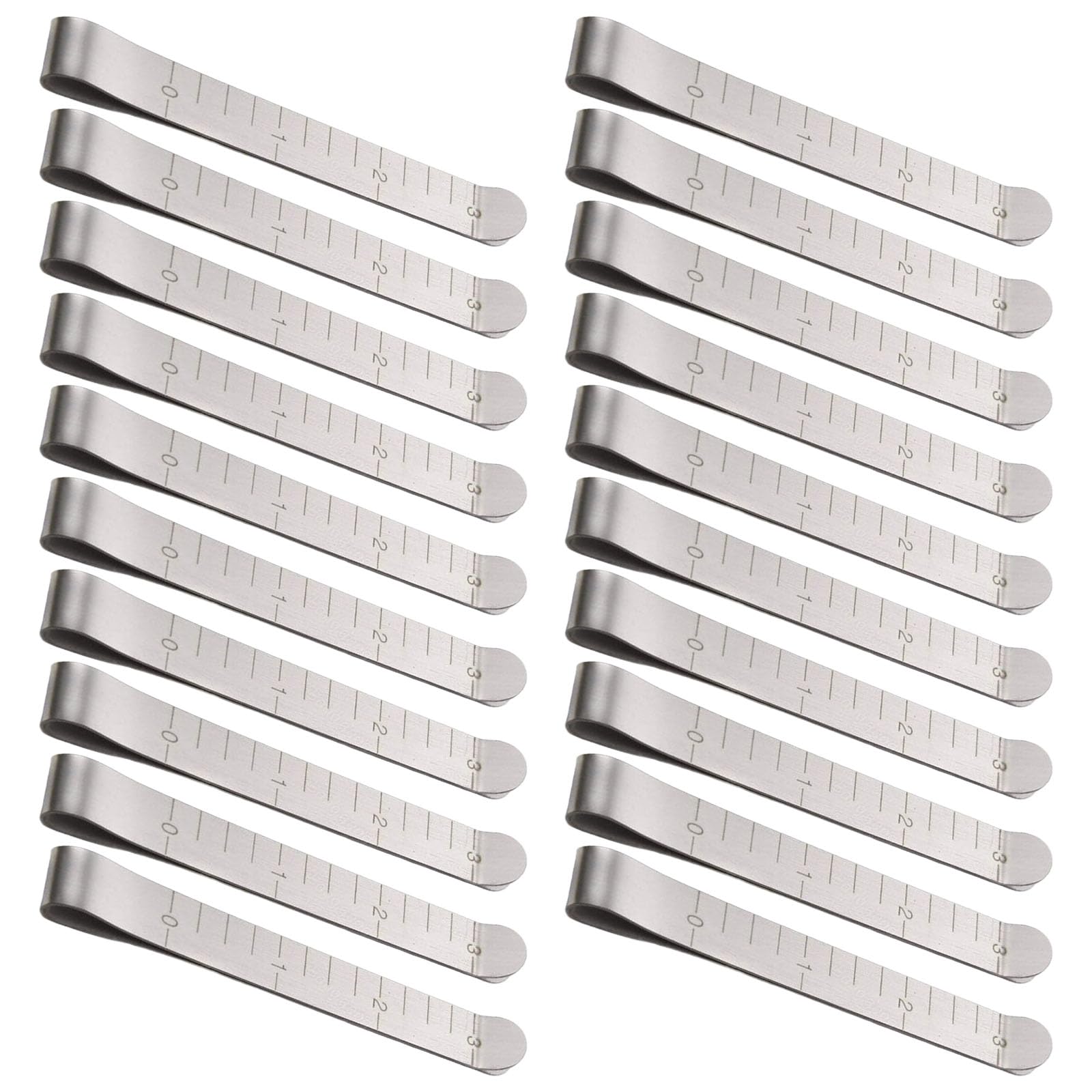 Buxuaaaa 20Pcs Metal Fabric Sewing Clamp Stainless Steel Hemming Clips with 3Inch Measuring Ruler for Quilting Fabric Marking Metal Sewing Clips Set