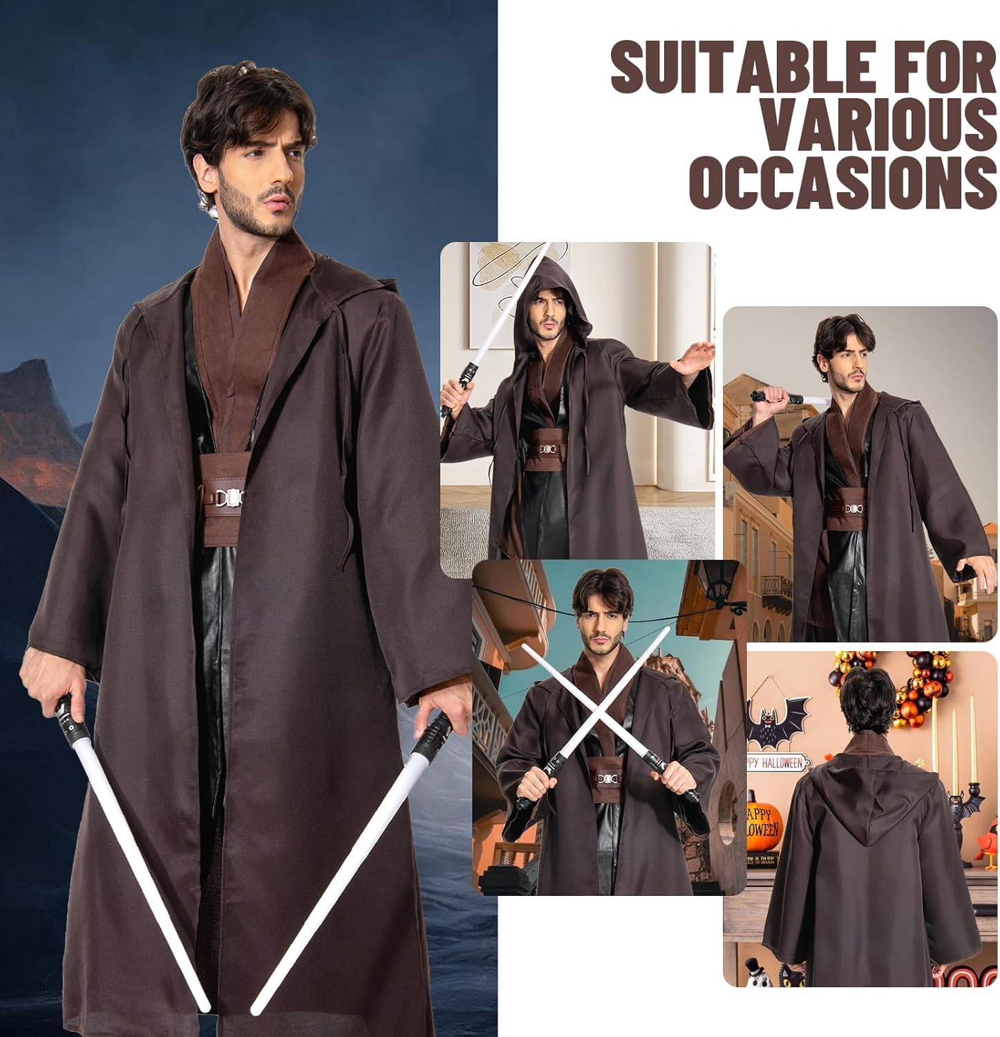 Knight Costume Adult Men Tunic Robe Master Cosplay Pants Belt Cloak Accessories Outfit - Image 7
