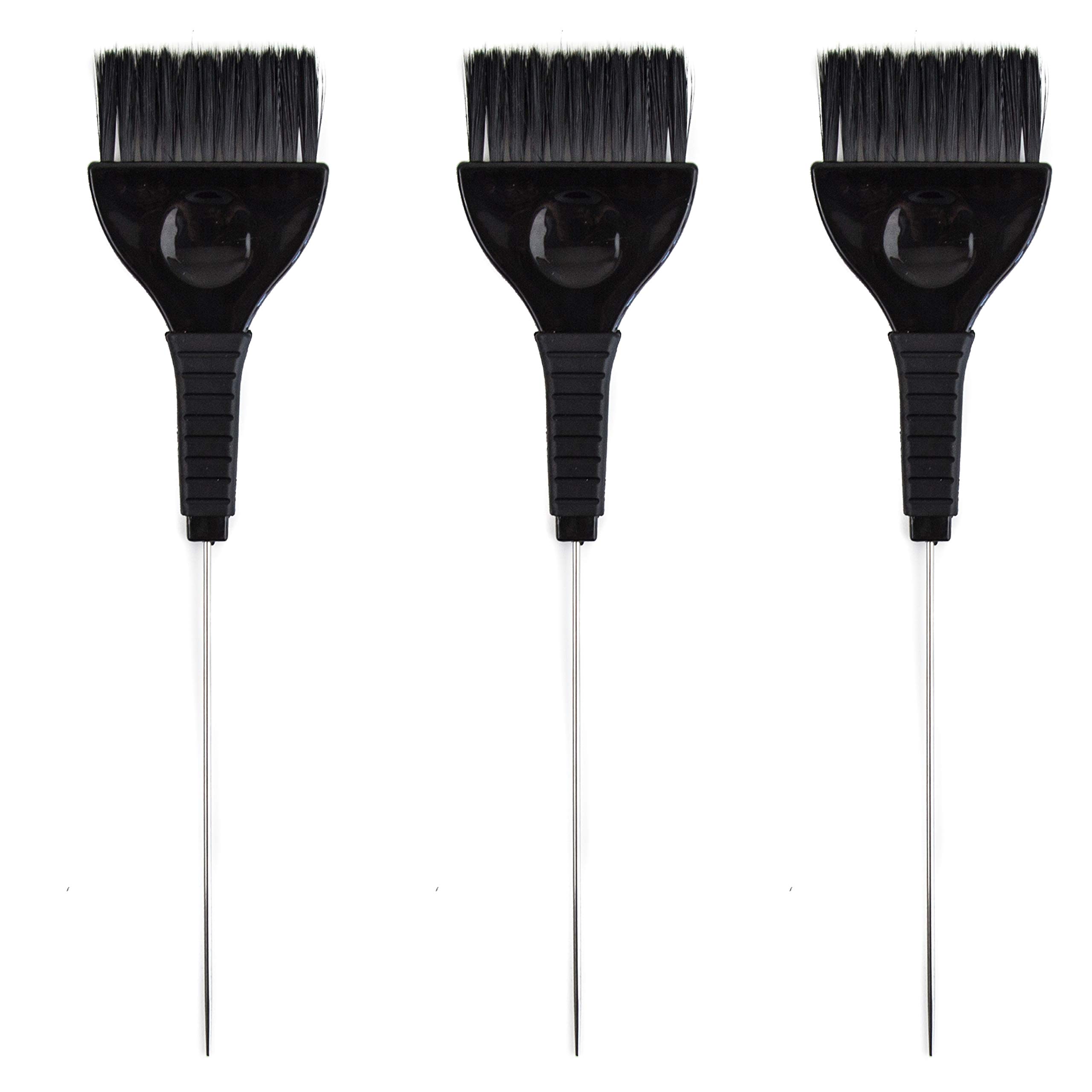 Salon Supply CoPintail Hair Dye Brushes - 3 Tint Brushes for Hair Color - Pin Tail for Precise Sectioning - Hair Dye Brush Applicator - Color Brushes for Hair (Black)