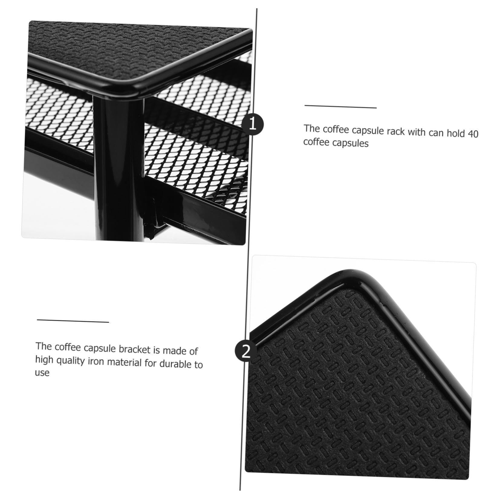 Abaodam Contenedor Sencillo Negro Cápsulas Cajón de Café de Hierro o para Portátil y Antióxido Capacidad para 40 Cápsulas, Diseño Clásico para Escritorio Cocina