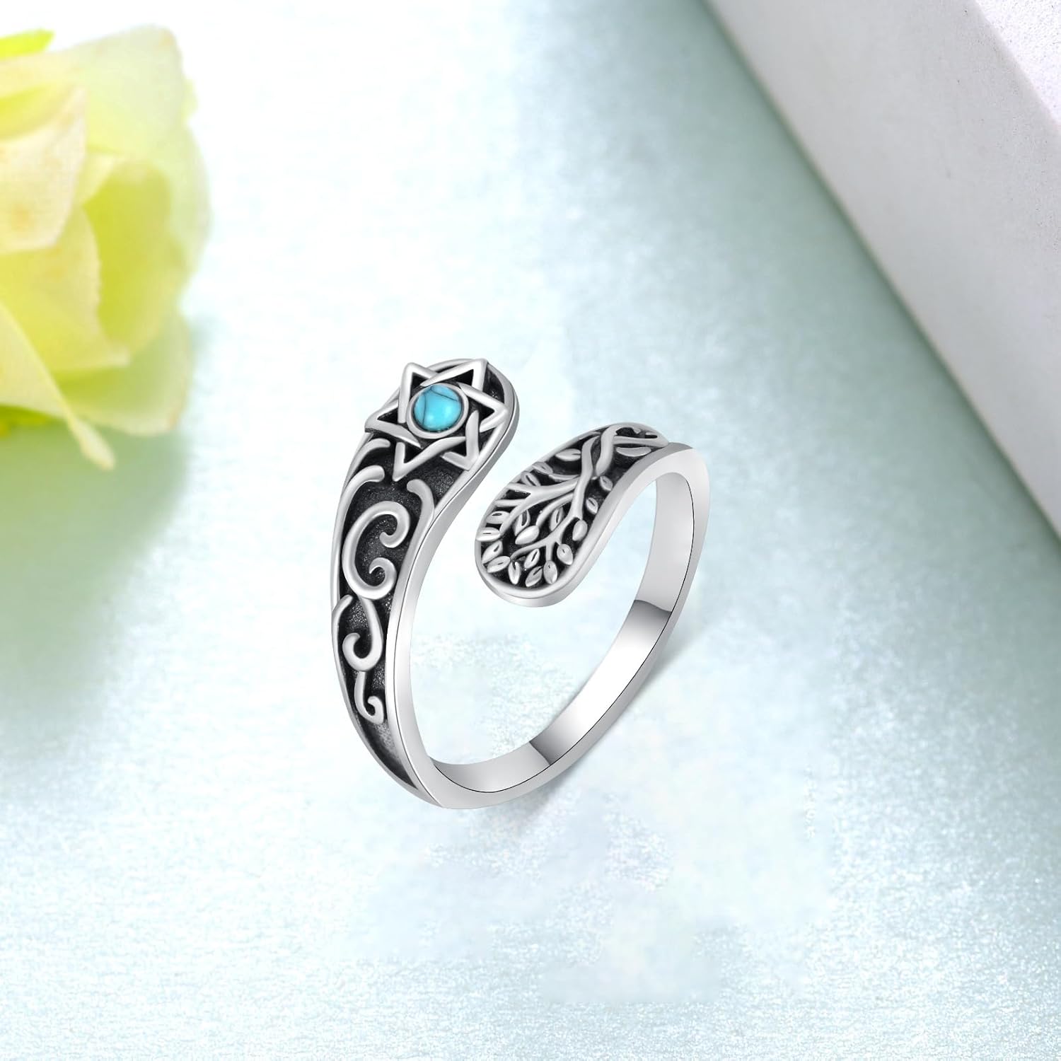 Spoon Rings for Women 925 Sterling Silver Vintage Thumb Rings Turquoise Ring Thumb Rings Jewelry Gifts for Women Men