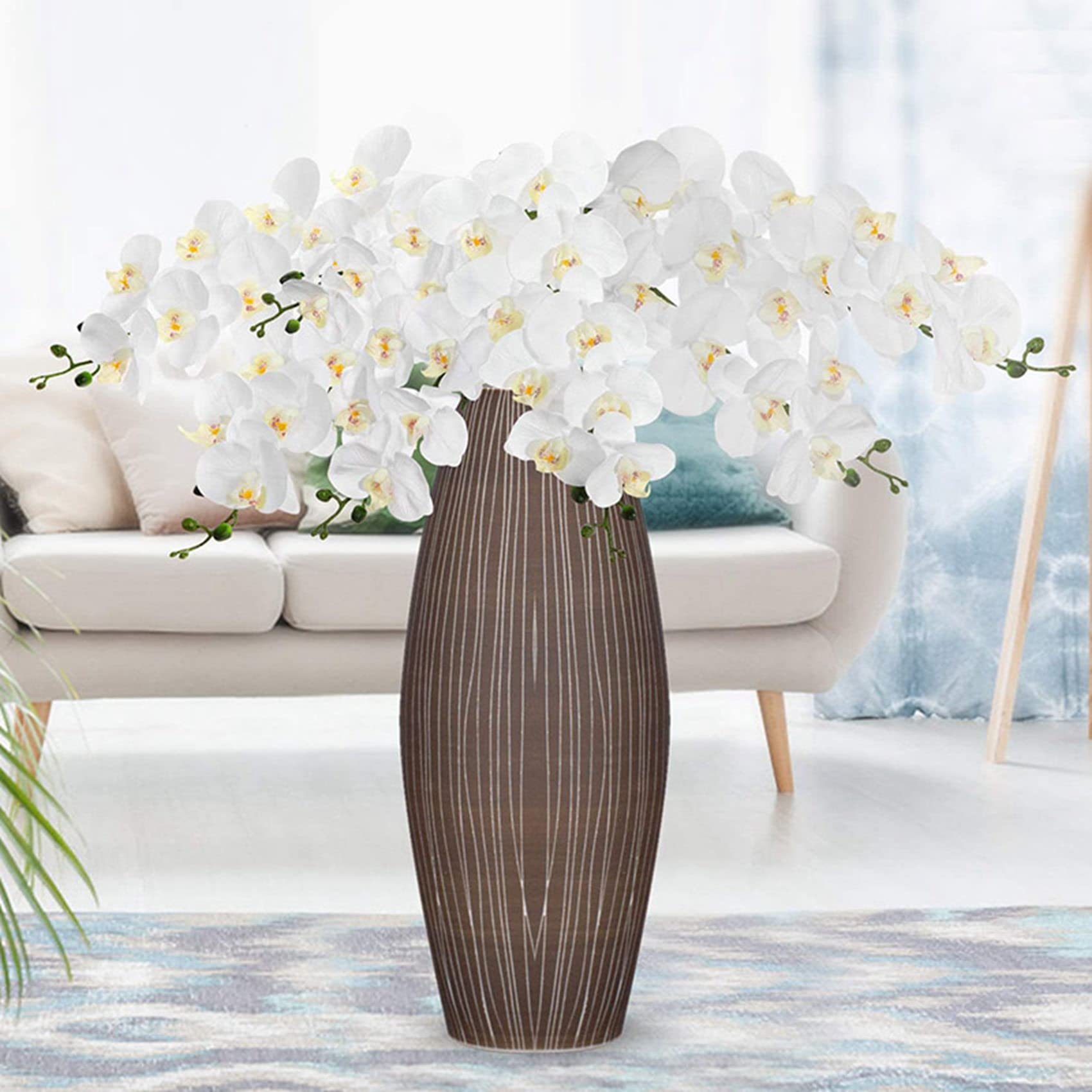 6Pcs 38 Künstliche Echte Orchideen Blumen 9Heads Latex Phalaenopsis Stiele für DIY Hochzeit Mittelstücke, Küche