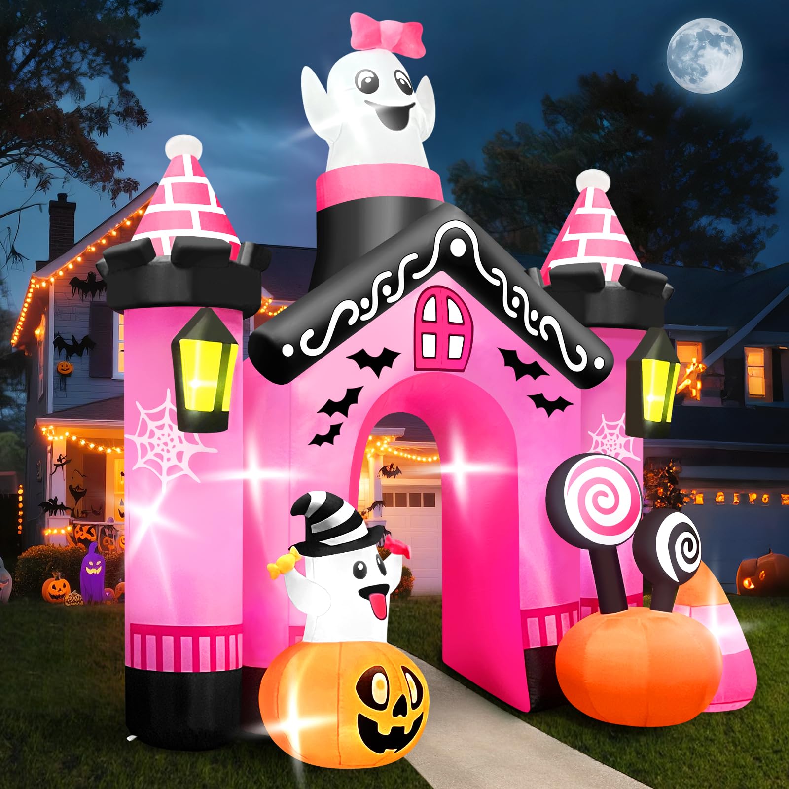 Kalolary 10Ft Halloween Aufblasbar Dekoration | Halloween Deko Aufblasbarer Riesiger Doppelspinne mit pelzigen Beinen für Außenbereich Deko Outdoor Hausgarten Garten Party