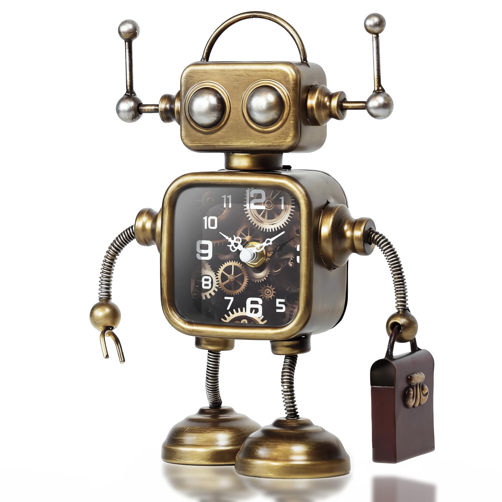 AYRELY® Vintage Roboter Uhr, Steampunk Tischuhr aus Metall mit Zahnrad-Design, Industrielle Deko Uhr für Schreibtisch, Regal, Kamin und Wohnzimmer