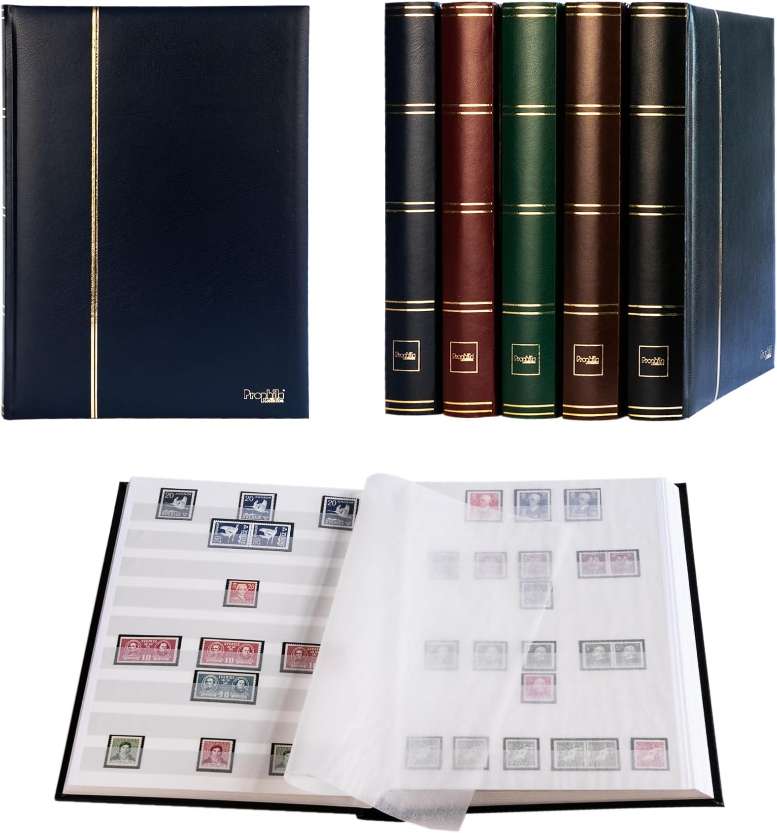 Prophila Collection Stamp Album with Blue Cover- 60 White Pages