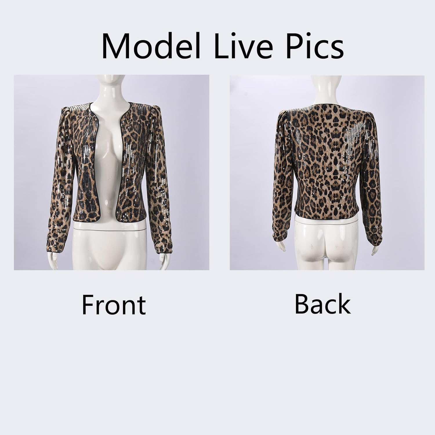 Cropped Jacket for Women Fall Casual Sequin Long Sleeve Open-Front Coat Womens Jacket Party Club Outwear - Image 4