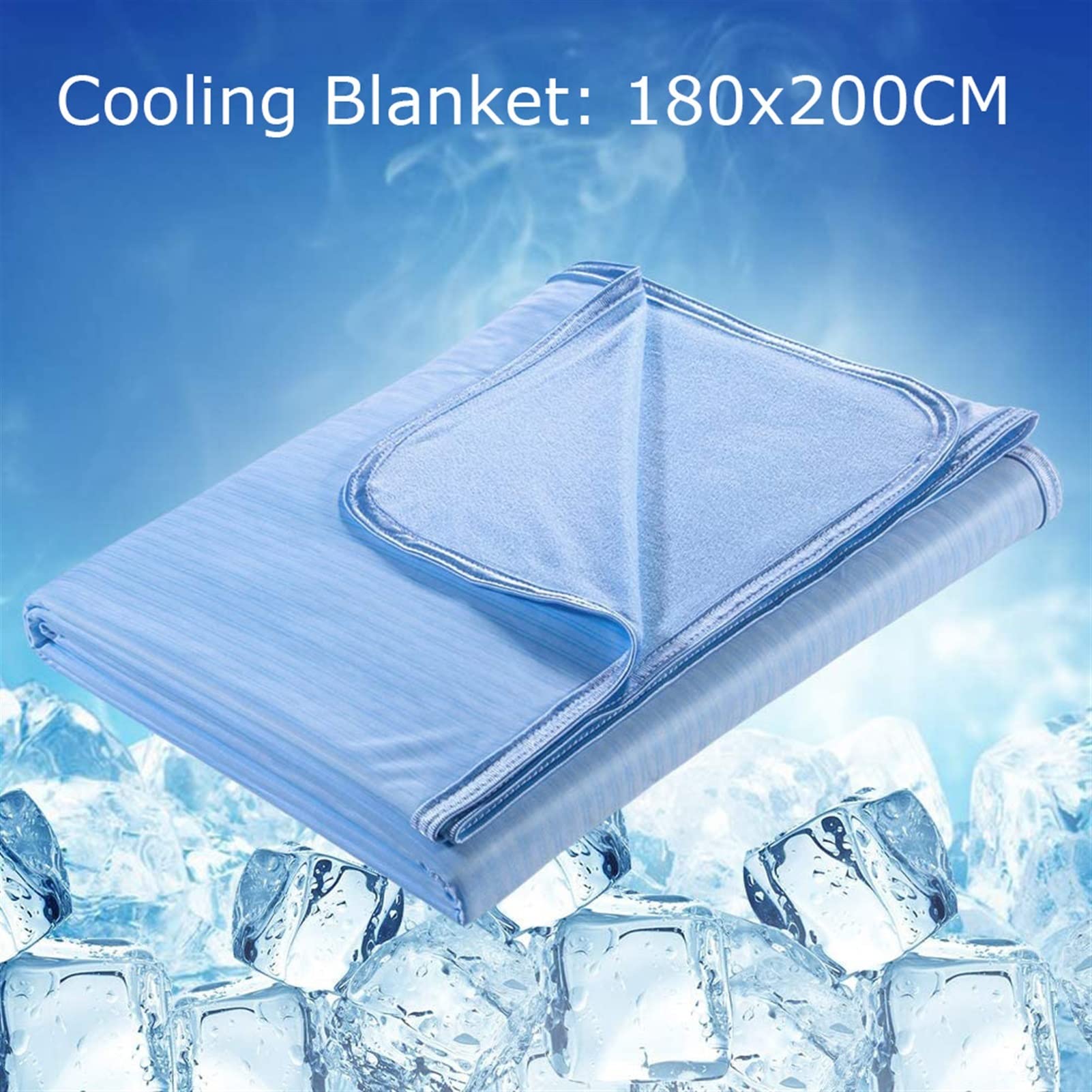 Jeté de couverture de refroidissement double pour l'été Couverture de refroidissement lavable en fibre de refroidissement absorbant la chaleur (couleur : bleu 71 x 79 pouces) (bleu 71 x 79 pouces)