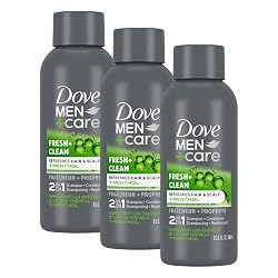 Dove Men+Care Fortifying 2 in 1 Shampoo and Conditioner Fresh and Clean with Caffeine for Normal to Oily Hair Helps Strengthen Thinning Hair 3 oz (Pack of 3)