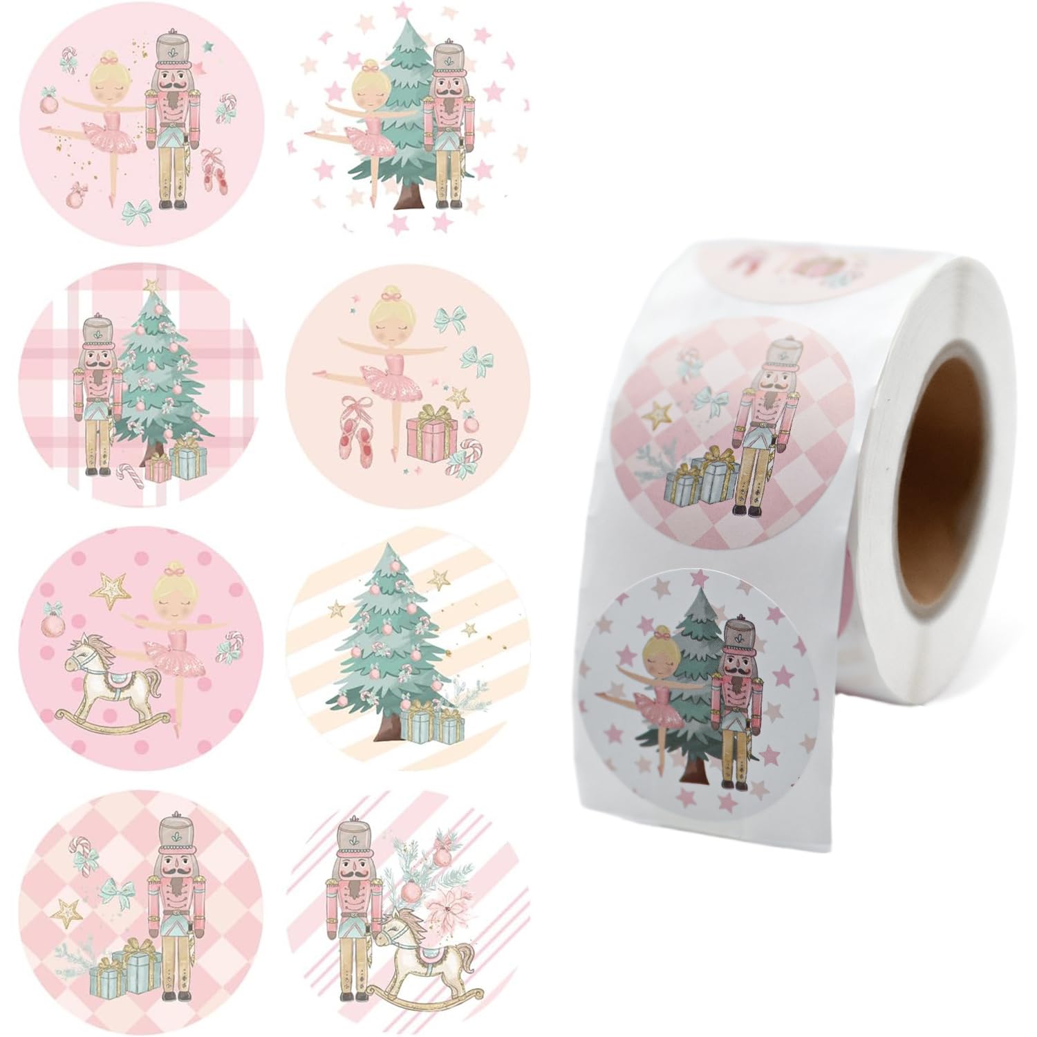 Autocollants ronds Casse-noisette de Noël pour étiquettes de cadeaux de fête