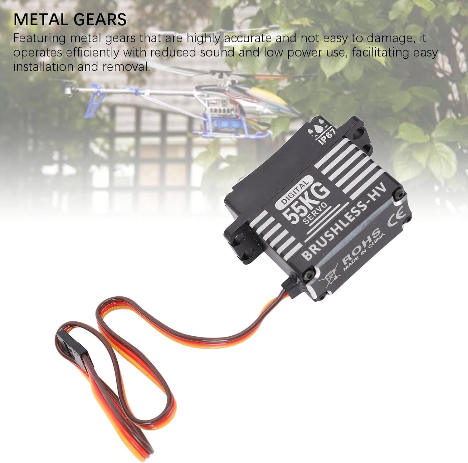 GOWENIC ブラシレス高ねじり 55KG サーボ、精密制御用、防雨 RC カーおよびボート用 アルミニウム合金 1.57x0.7