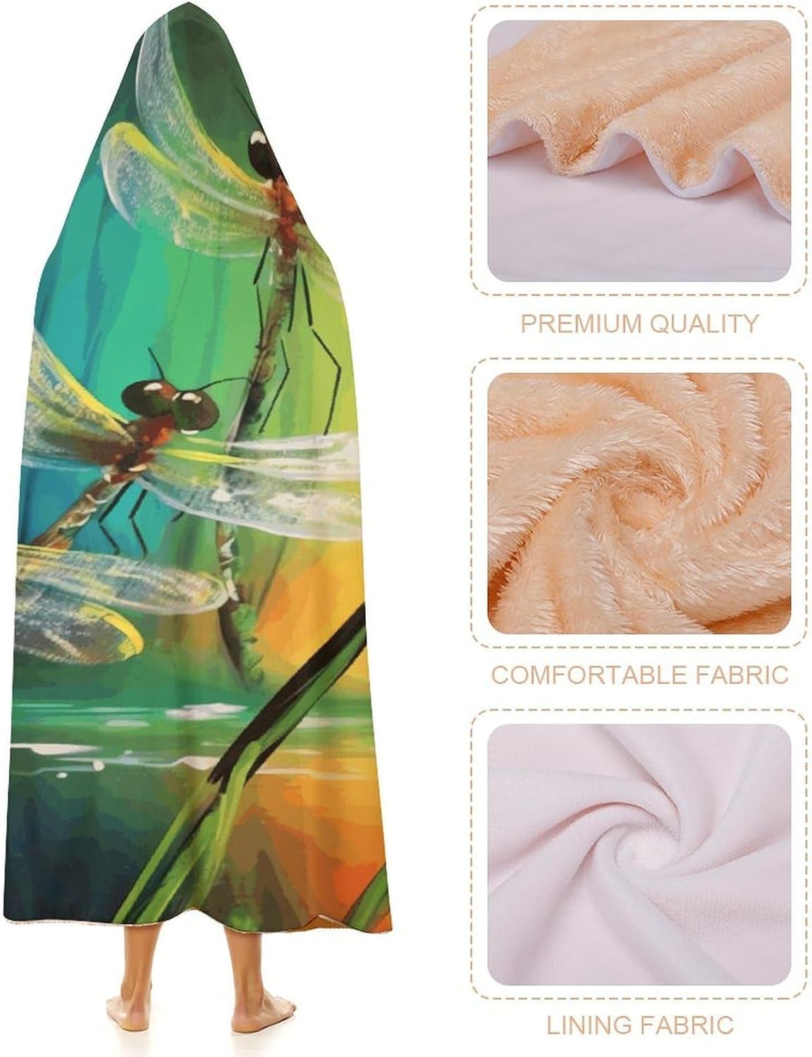 Dancing with Dragonflies Hooded Blanket Cozy And Functional,Wearable Blanket Hoodie for Women Men,Blanket Poncho Presents40 x50