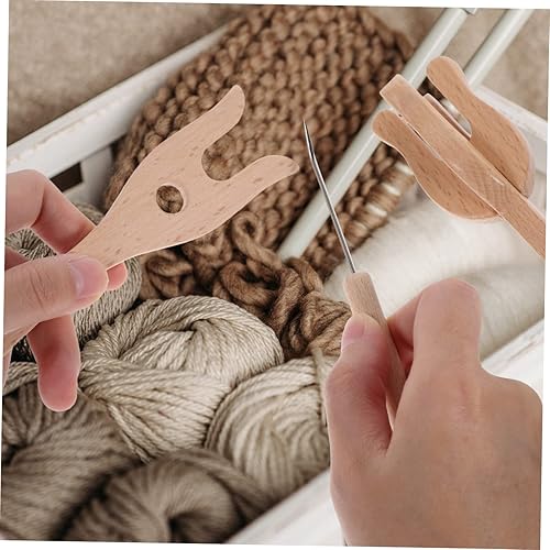 Miniatura 6 de KONTONTY Juego de herramientas de madera para tejer, tenedor de madera, herramientas de tejer, tenedor de ganchillo, herramientas de tejer, juego de