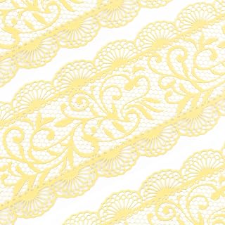 Juego de 5 piezas de encaje comestible prefabricado listo para usar, color amarillo, 14 pulgadas