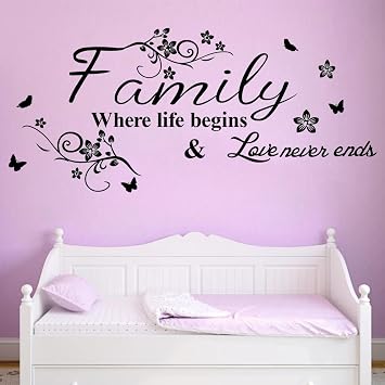 Family Where Life Begins and Love Never Ends Wall Stickers Wall Decor