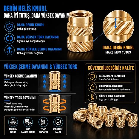 460 Adet Pirinç Insert Somun Seti, Yerleştirme Aparat Seti, M2 M2.5 M3 M4 M5 M6 3D Yazıcı Plastik Çakma, Gömme