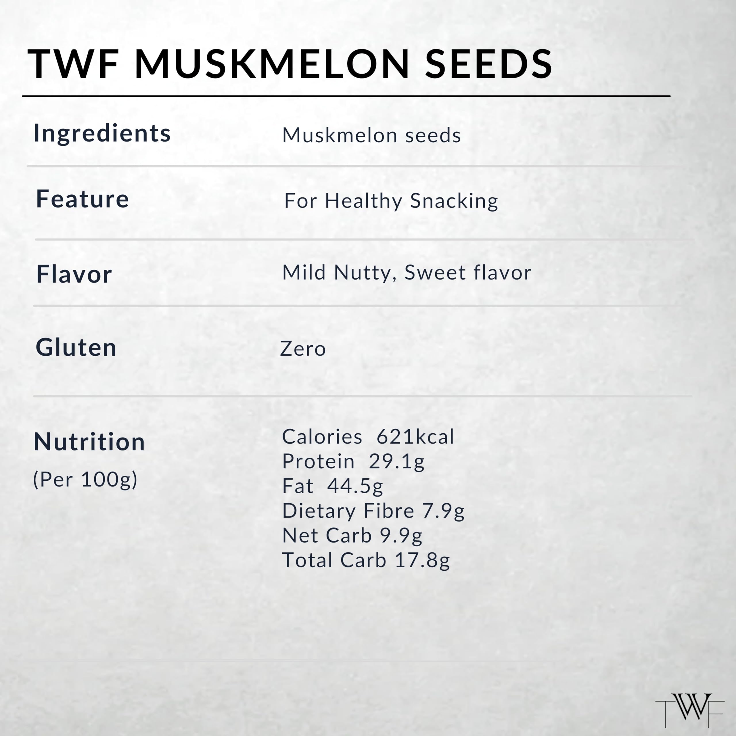 TWF Virgin Muskmelon Seeds | 500 gm | AAA Grade Seeds for Eating | 100% Natural | Kharbooja Magaj | Peeled | Gluten Free | Perfect for Snacking & Cooking | Resealable Pack | Diet Snack | Unroasted | Unsalted | Highest Natural Potency - Image 2 thumbnail